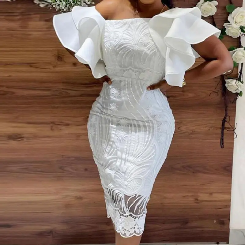 Casual Elegant White Classy Dress - X7005 Latest Lace Chic