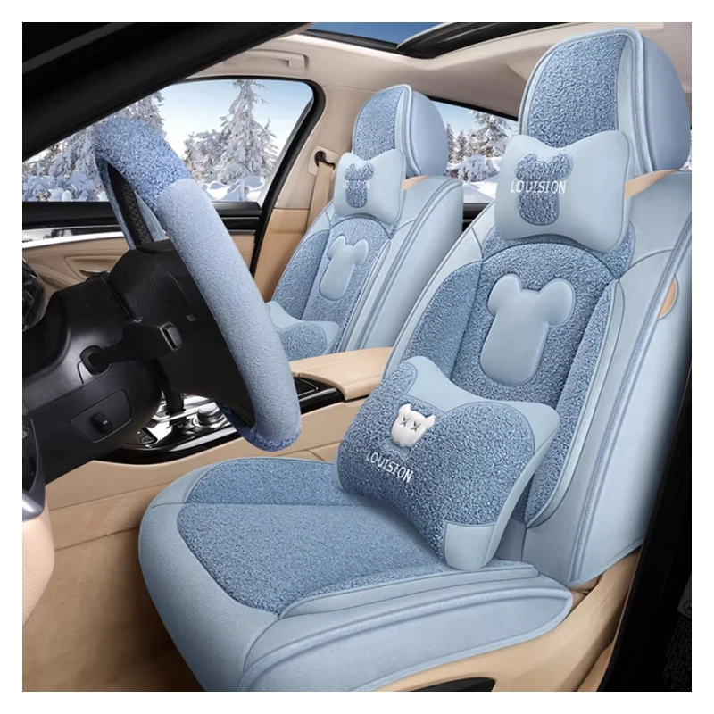 Alovez Housse Siège Voiture 9 Pièces - Ensemble Cuir Universel Confortable Et Imperméable (Rose)