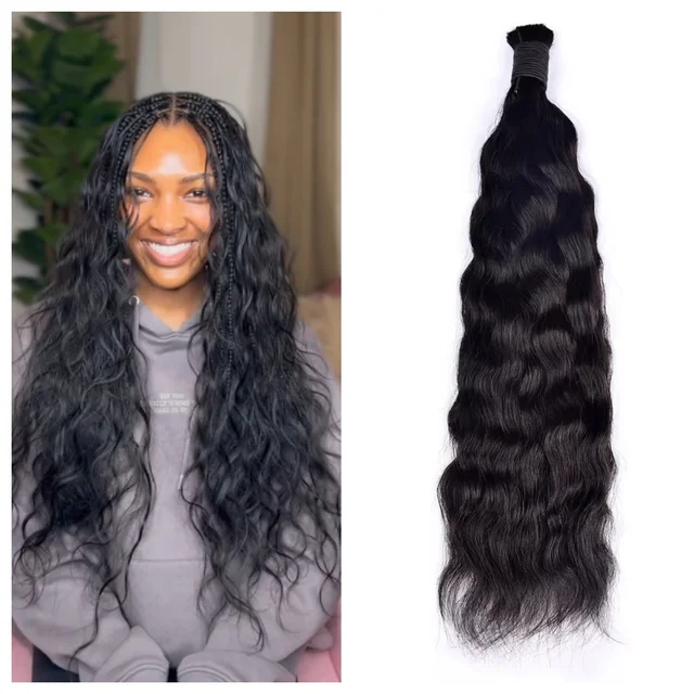 KAMA 100% Virgin Human Hair Bulk for Crochet Boho Braids 100g Unprocessed Natural Braiding Hair Extensions