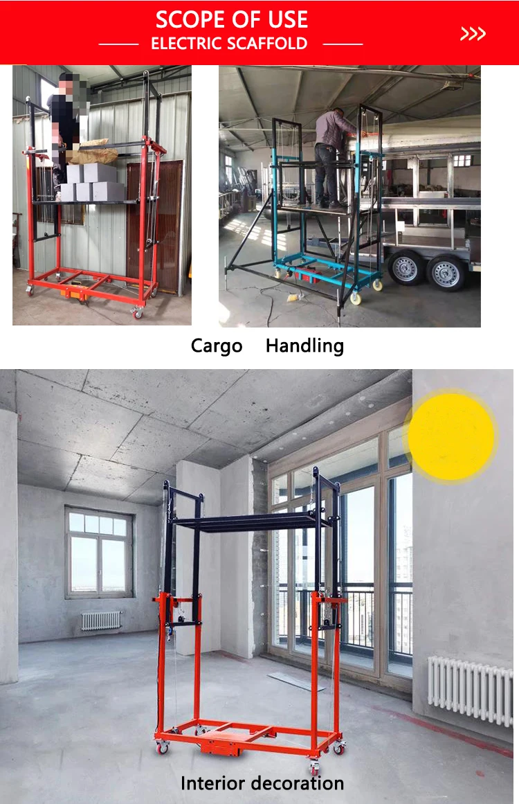 500kg Electric Lifting Scaffolding, 6M Rack & Pinion Lift for Painting ...