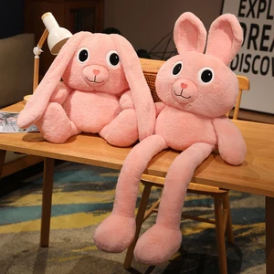 Pink Interactive Toys Ear-pulling Bunny Doll Stretch Rabbit Long Legs Stuffed Plush Toy Can Pull the Legs Long Ear Rabbit