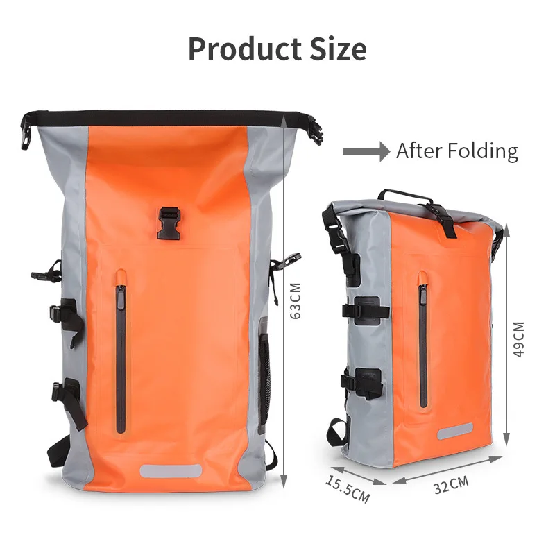 OEM custom printed logo outdoor waterproof backpack 25L with 500D pvc tarpaulin  dry bag waterproof  camping  bag