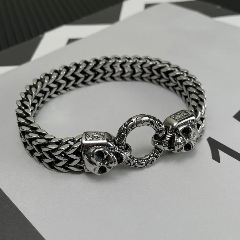 Bracciale Uomo In Acciaio Inox Bicolore – Catena Cuban Curb – 22 Cm – Punk Cool