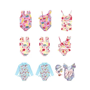 New Girls' Swimsuit Fruit  Swimsuit Little Child Hot Spring Onesie 1-8 Years Old Baby Swimsuit Custom Kids Swimwear AD