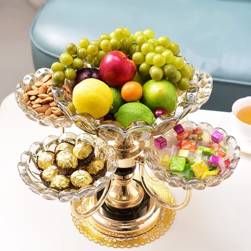 Wedding Golden Dry Fruit Trays Luxury Dry Fruit Food Cookies Decoration  Tray for Living Room and Restaurant