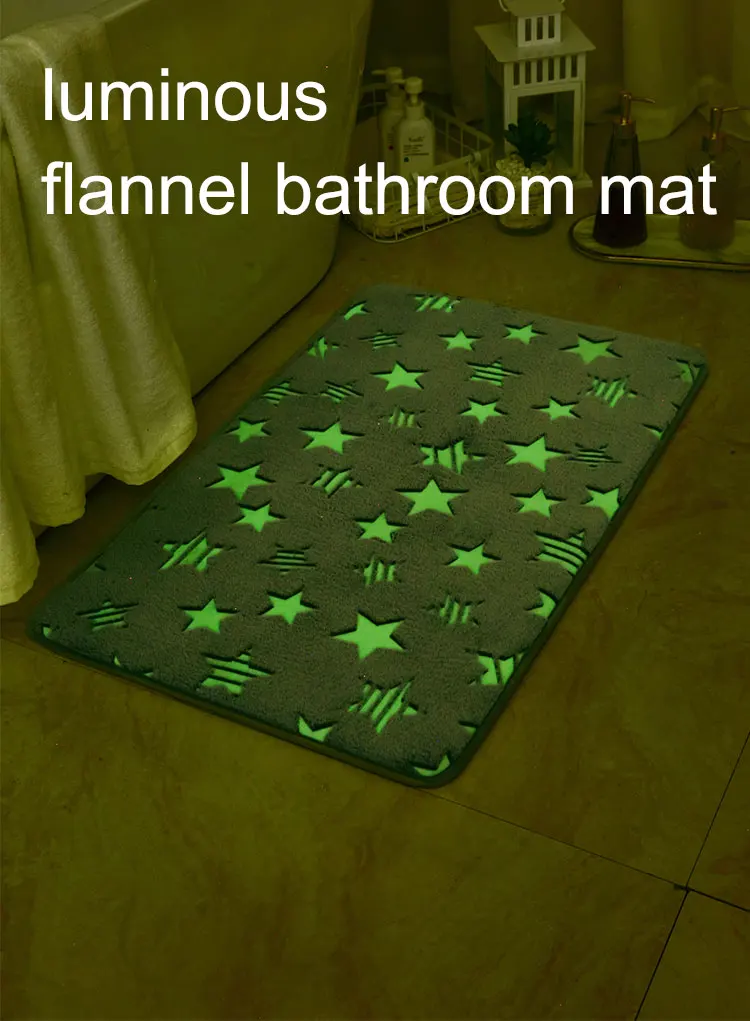 Latest Coral Velvet Fluorescent Non Slip Mat Bathroom Bedroom Living Room glow in the dark Memory foam bath mat factory