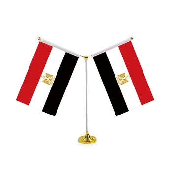 Customized Egypt High Quality Digital Printing Double sided Mini 14*21cm Table Flag Small Table Flag