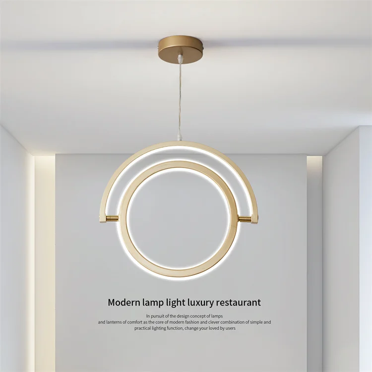 Индивидуальный дизайн, линия, круглая лампа, гостиная, спальня, ресторан, дистанционное управление, 40 Вт, современные золотые светодиодные люстры в скандинавском стиле