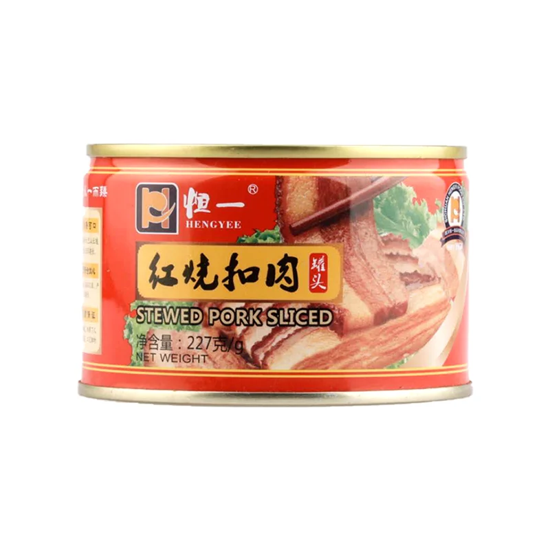 The manufacturer makes food cans round cans high quality 227g  canned stewed pork sliced