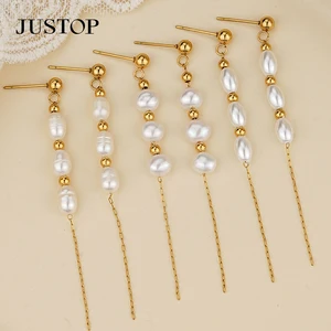Wholesale Custom PVD 18K 24K Gold Natural Pearl Shell Freshwater Earrings Bracelet Fashion Jewelry
