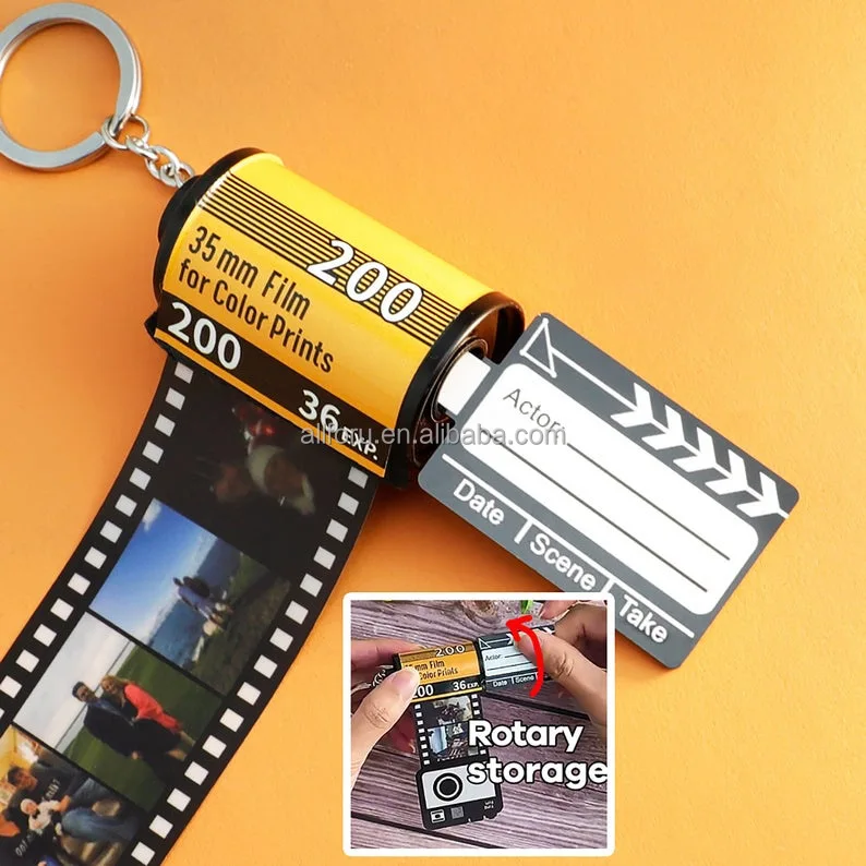 Hot Selling Diy Custom Personalized 1030 Memory Roll Film Keychain
