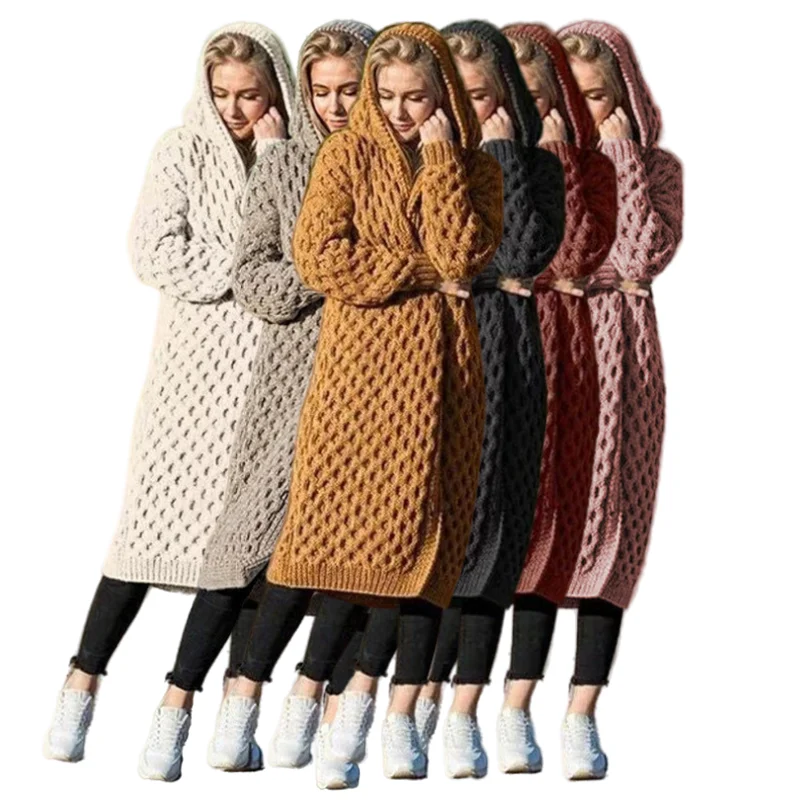 Suéter De Manga Larga Con Capucha Para Mujer,Chaqueta De Punto Larga Con  Capucha De Color Sólido De Talla Grande,Oferta - Buy Abrigos Casual,Abrigos  Para Señoras Gordas,Cultivo Chaquetas Product on Alibaba.com