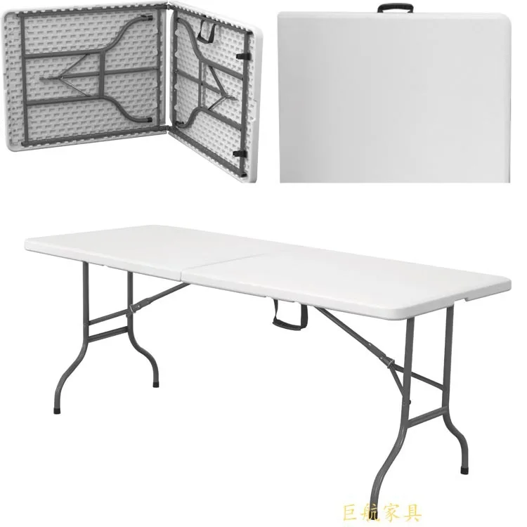 6ft Solid Steel Frame HDPE Table Top Party Dining Rental Plastic Folding Outdoor Table