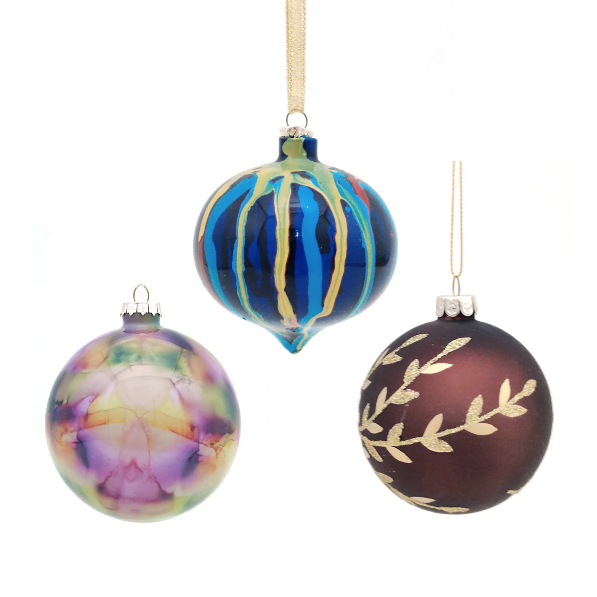 new design customized led christmas glass baubles hand painted hanging glass ball