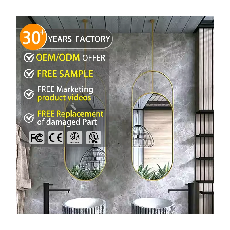 Oval Mirror with Boom Bathroom Decorative Mirror Ceiling Mounted Vanity Makeup Ceiling Hanging Mirrors