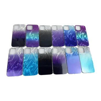 Rainbow bronzing feather gauze pattern mobile phone case for iPh15 Pro max 14Pro 13 12 11 all-inclusive drop protection case