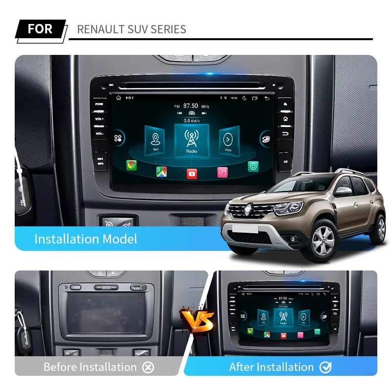 7" IPS Screen Android 13 Car Navi Stereo Audio CarPlay Auto Car Radio for Renault Dacia Duster/Logan/Sandero/Lodgy