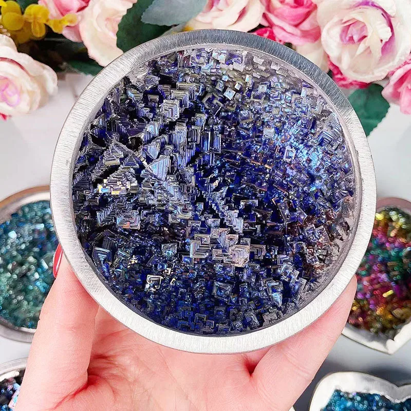 New Arrival Round Shape Rainbow Bismuth Ore Crystal Metal Ore Chakra Bismuth Crystal Heart Bowls for Decoration