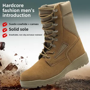 Men's High-top Hiking Boots/Desert Boots with Solid Soles, Suede Nubuck Leather Upper for Outdoor Use