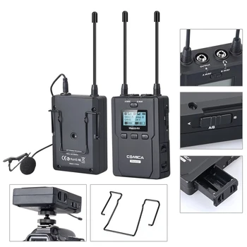 Comica CVM-WM200A UHF Wireless Microphone 96 Channels Lavalier Microphone Mic with Dual Transmitters for DSLR Cameras Smartphone detail image