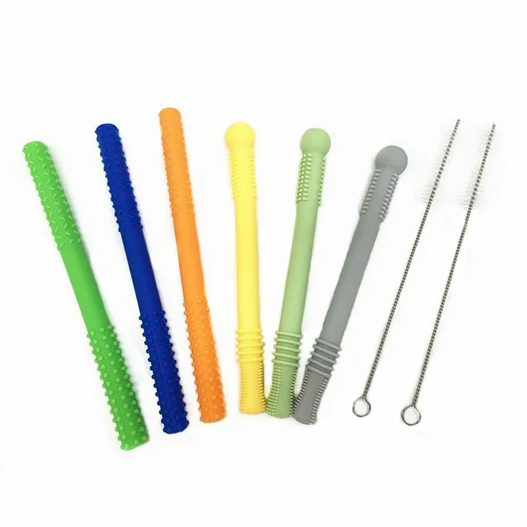 Food  Grade Hollow Teether Tubes, Silicone Baby Teething Toys