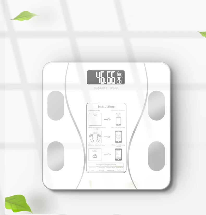 Custom 2023 Smart Digital Weight Machine Electronic Blue Teeth Weighing Scales