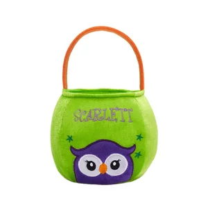 Halloween Party Tote Gift Bag Round Decorative Supplies for Kids Pumpkin Baskets Bag in Plush Material with PP Cotton Filling