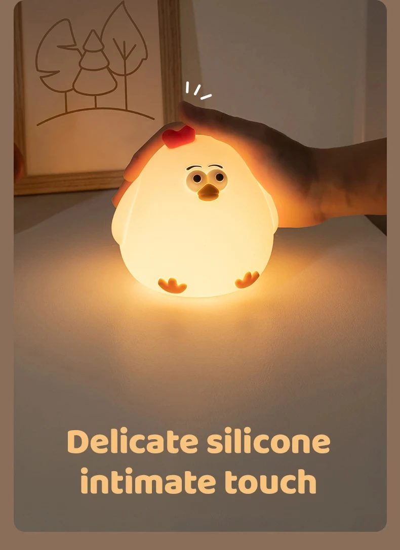 Yizhi Creative Chick Night Light Touch Silicon Lamp Bedroom Animal Led