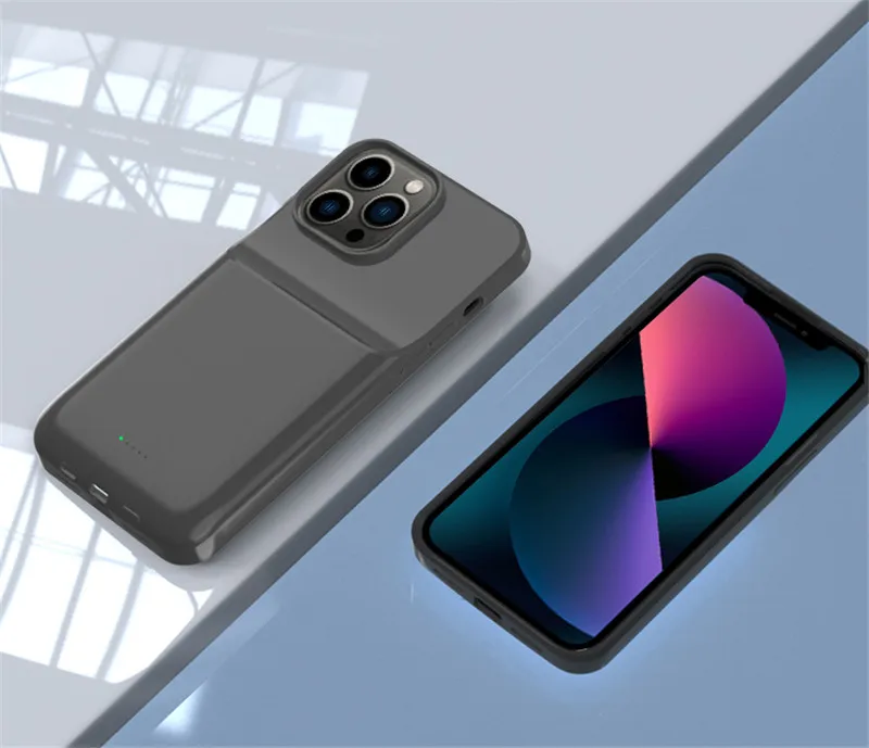 New 8000mah 15w Wireless Charging Case For Iphone 13 Back Up Battery