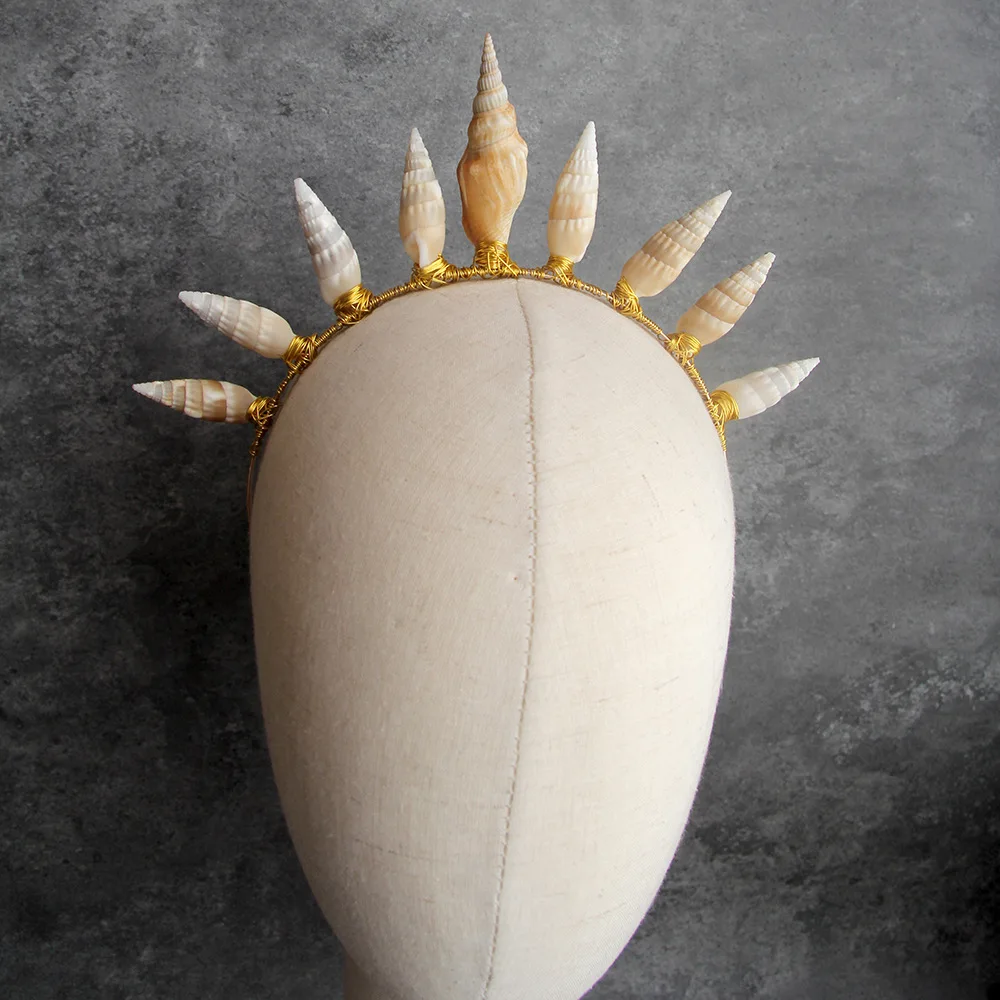 Оптовая продажа 2023, обруч для волос ручной работы с натуральными раковинами, аксессуар для волос для женщин и мужчин, украшение для вечеринки и Косплея