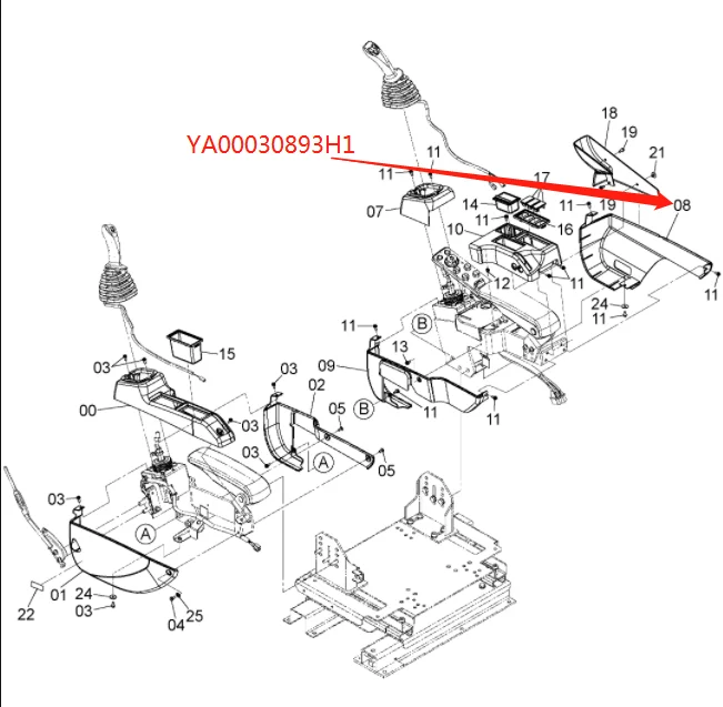 Original Excavator Trim Panel Cover YA00030893 YA00030893H1 for