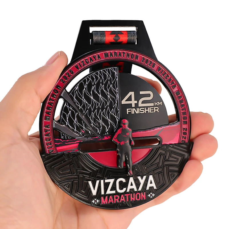 Custom Personalized Zinc Alloy Metal Sports Award Medal for 42km Full Marathon Finishers at Spain Bizkaia Marathon Event