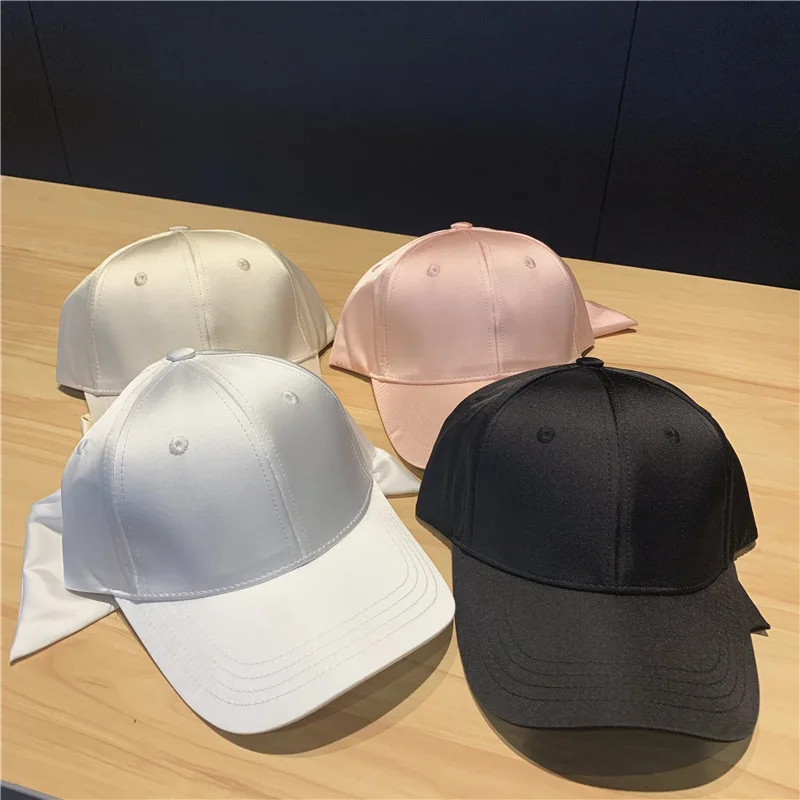 Customized High Quality Satin Peaked Cap Women's Big Bow Sun Hat Baseball Cap