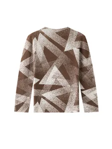 Miyake Fashion Cute Printed Neck Long Sleeve Pleated Top Women's Spring New Commuter All-match Slim Polyester T-shirt Base Shirt