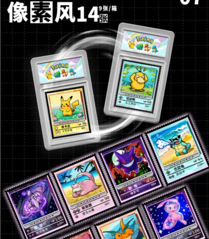 Japan Anime Pokemoned Metal Stamps Collection Cards Rare Pikachu Charmander  Stamps Card Game Playing Toys for Kid