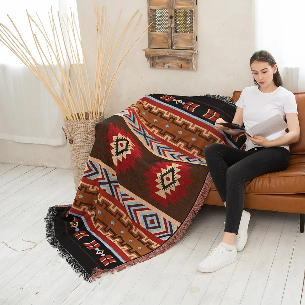 Thread blanket Bohemian style tapestry camping blanket casual blanket JETHRO Factory direct sale Cheap and fine