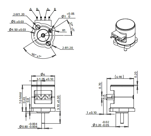 6mm 270mA 18 Degree Step Angle Micro Stepper Motor for Optical Instruments and Camera Lenses
