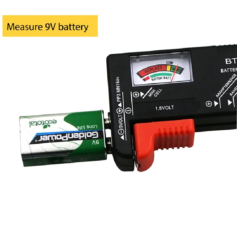 Battery Tester, Universal Battery Checker Small Battery Testers For AAA AA C D 9V 1.5V Button Cell Household Batteries Model BT-168
