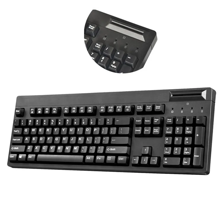 104-Key POS Keyboard with OPOS/JPOS Standard Chip Card Reader Swipe Functionality