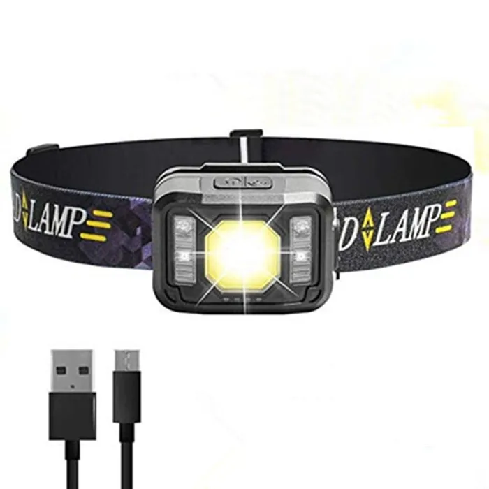 Датчик движения и встроенный батареи USB перезаряжаемые фары 6 режимов работы свет водонепроницаемый головной Фонарь налобный