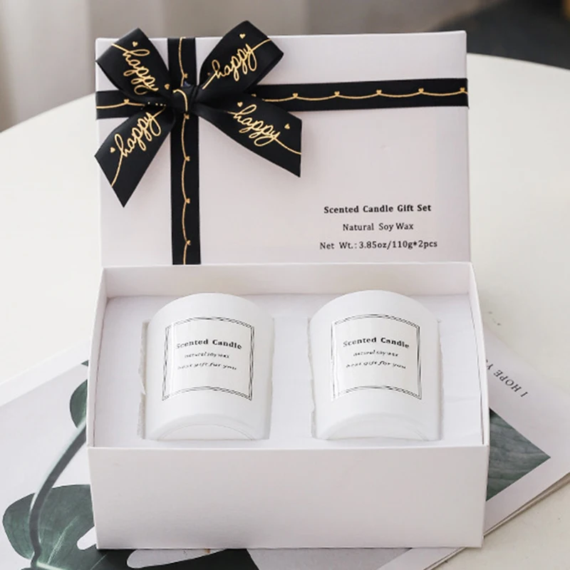 Luxury Candle Jars Lid And Boxes Set Paper Inserts Unique Gift Scented