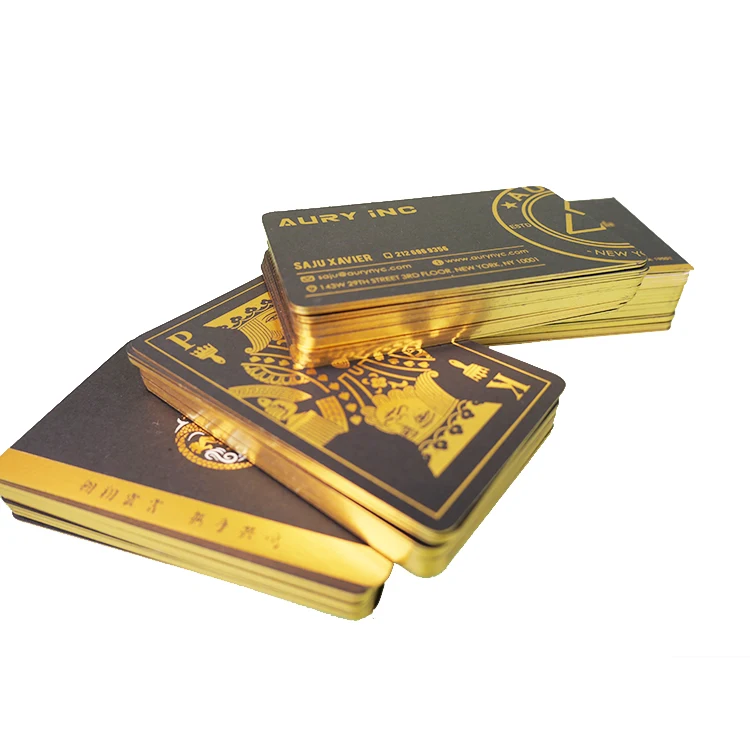 product custom visiting paper card luxury black vip id business card printing with gold foil stamping logo-5