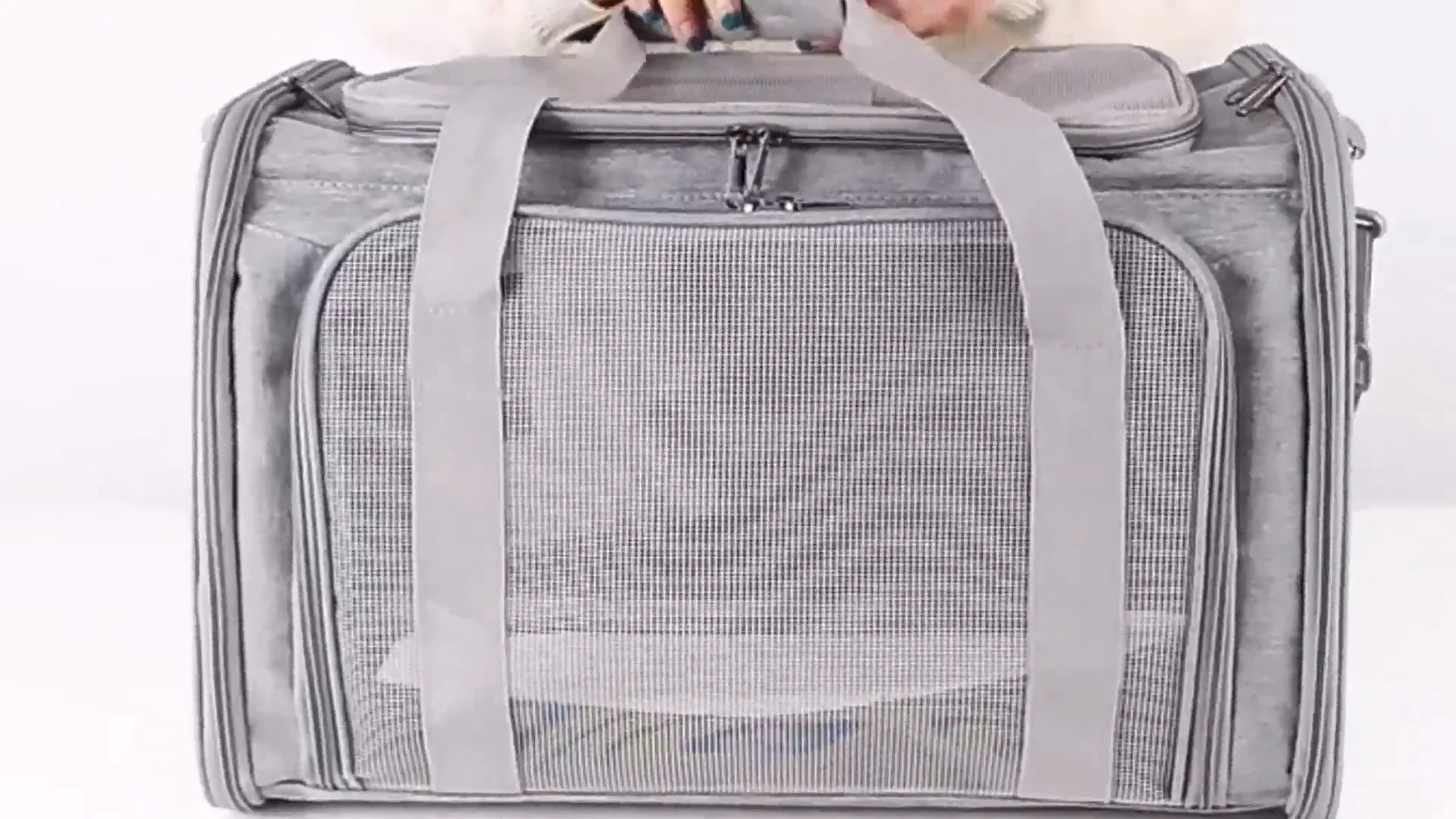Sac De Transport Pour Chien/chat Jusqu'à 7,5 Kg - Dimensions 50x20 Cm, Bretelles Ajustables - Poche Pour Téléphone, Sécurité Harnais - Pour Métro, Voyages, Extérieur (Gris)
