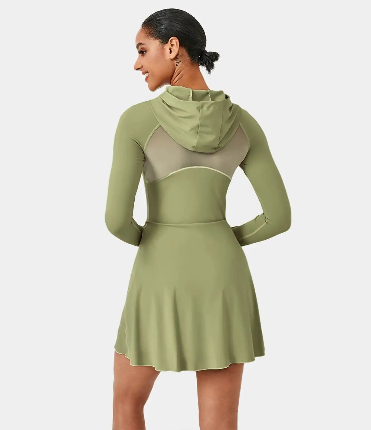 ZNA Custom logo Long Sleeve Sport Wear Dresses Fitted 4-way Stretch Women  Tennis Dress With Shorts