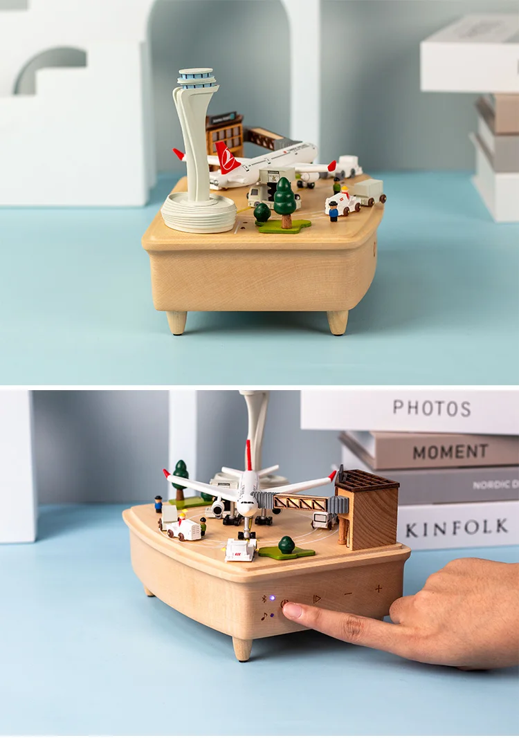 Custom Song Music Box Bluetooth Speaker Usb Mp3 Player Train Rotating