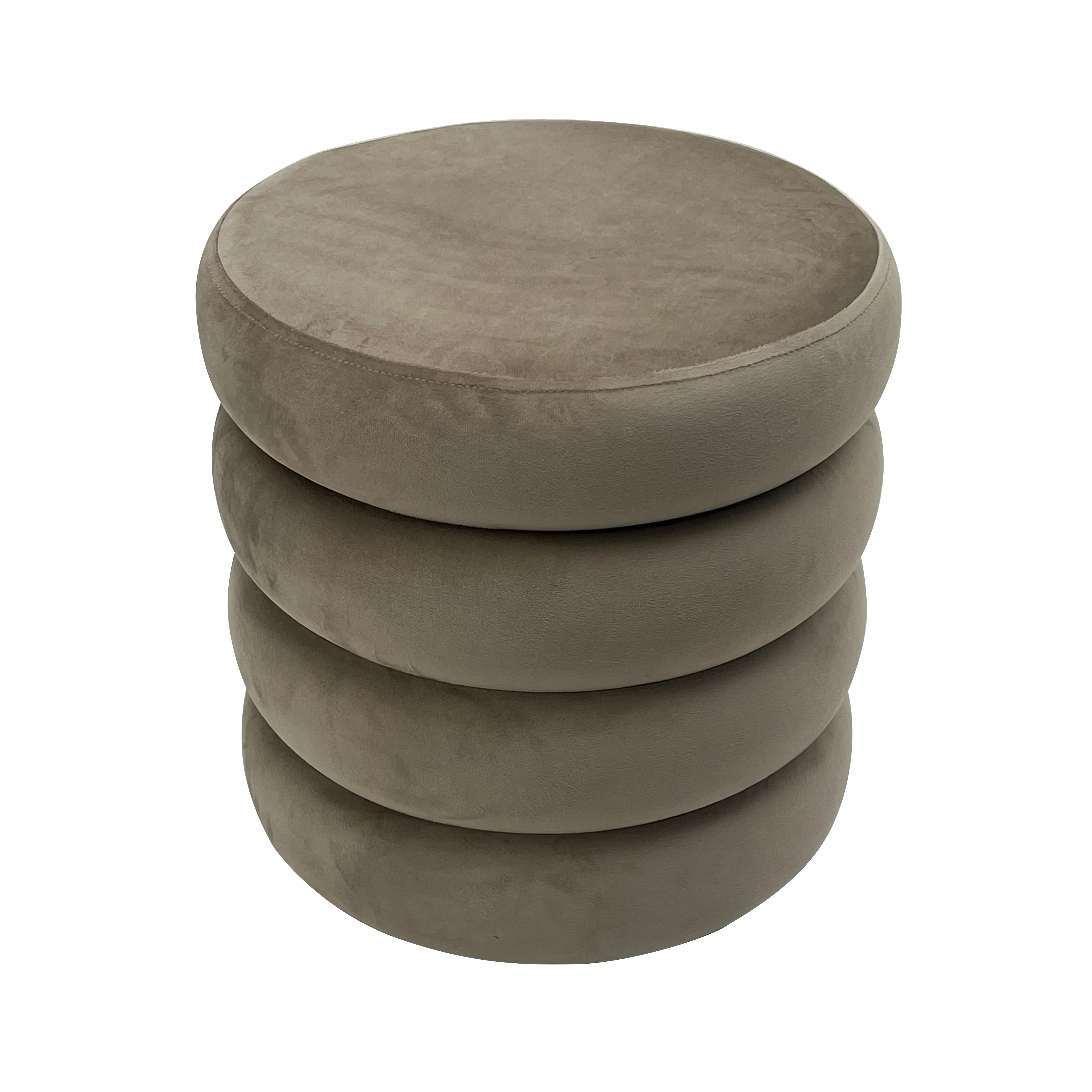 Nordic Modern Velvet Fabric Small Round Ottoman Foot Stool for Bedroom and Living Room Low Storage Ottoman
