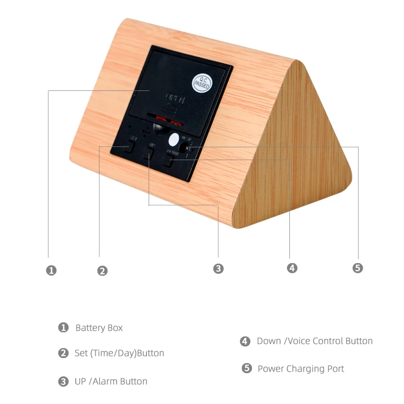 Discount Offer Time Date Temperature Splash Proof Wooden Wood Clock New LED Desk Alarm