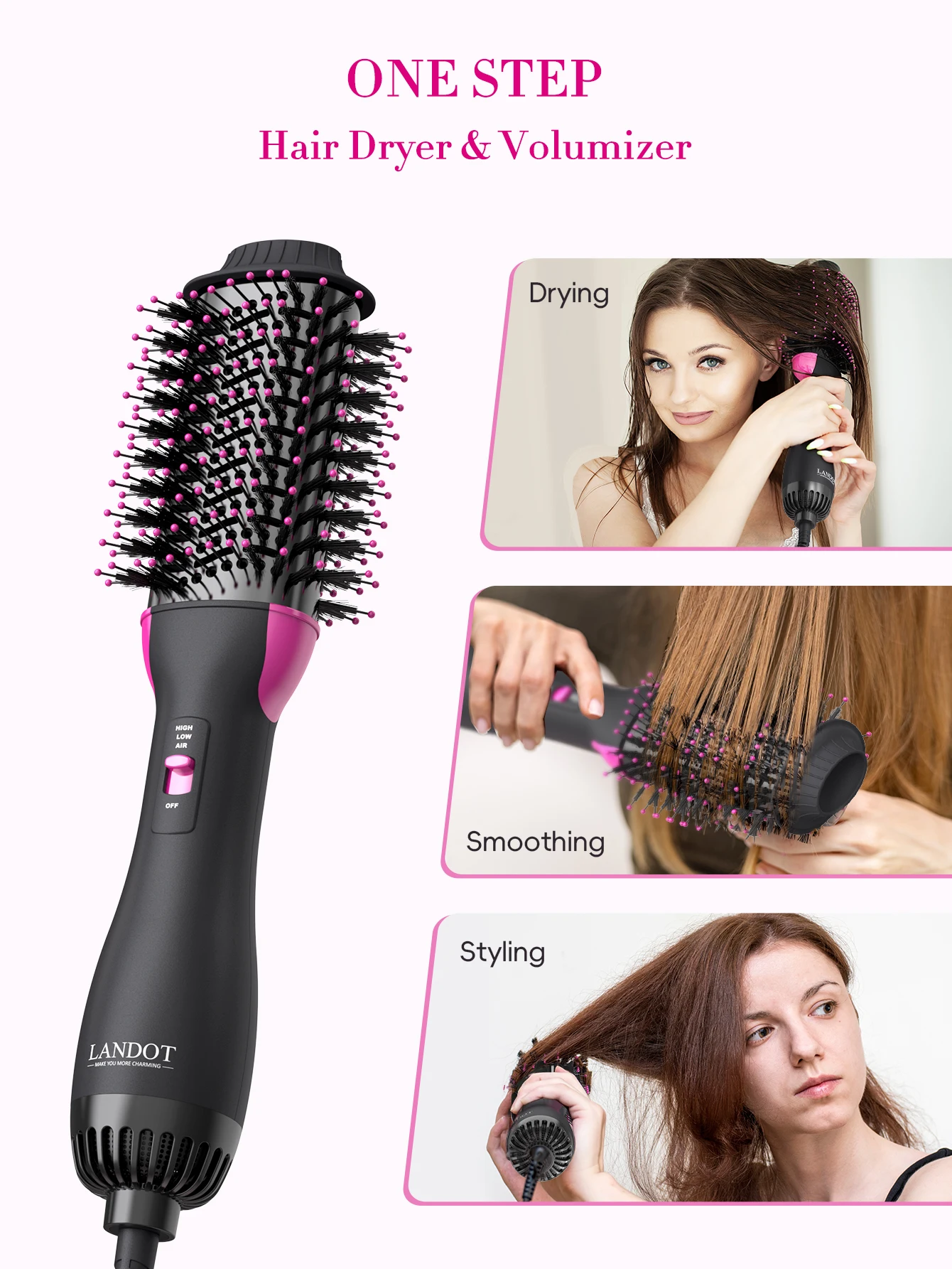 Ready Goods US Warehouse Professional Ionic Blowout One Step Hair Dryer Brush Dryer Hot air Brush and Volumizer