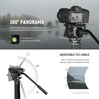 NEEWER Professional GM76 Camera Monopod with Feet 70.5"/179cm Telescopic Portable Aluminum Travel Monopod detail image