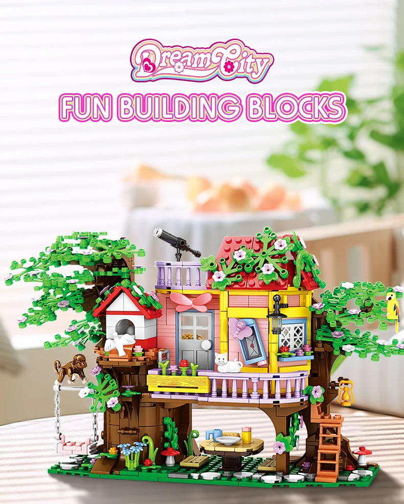 Woma Toys Hot Educational Toy Block 840 Pcs Forest Tree House Block